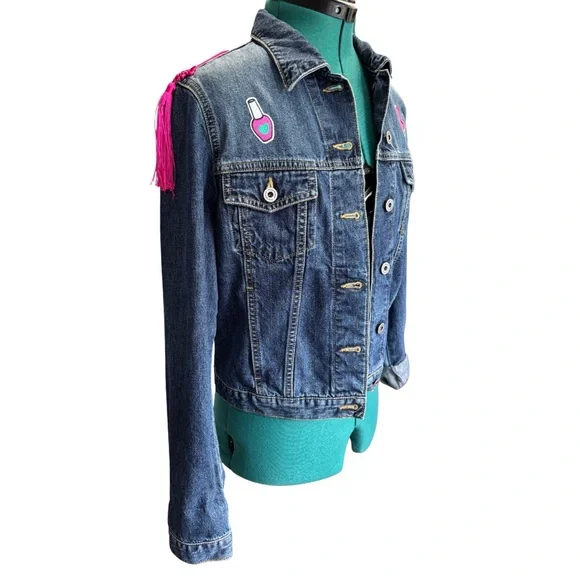 Kpop Demon Hunters Mira Denim Jean Jacket w/ Patches size Small / Medium - Picture 4 of 7